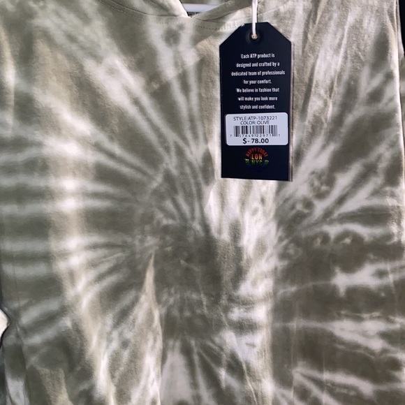 Across the pond tie dye green & white Hooded shirt | retro | mens tops - Picture 5 of 10